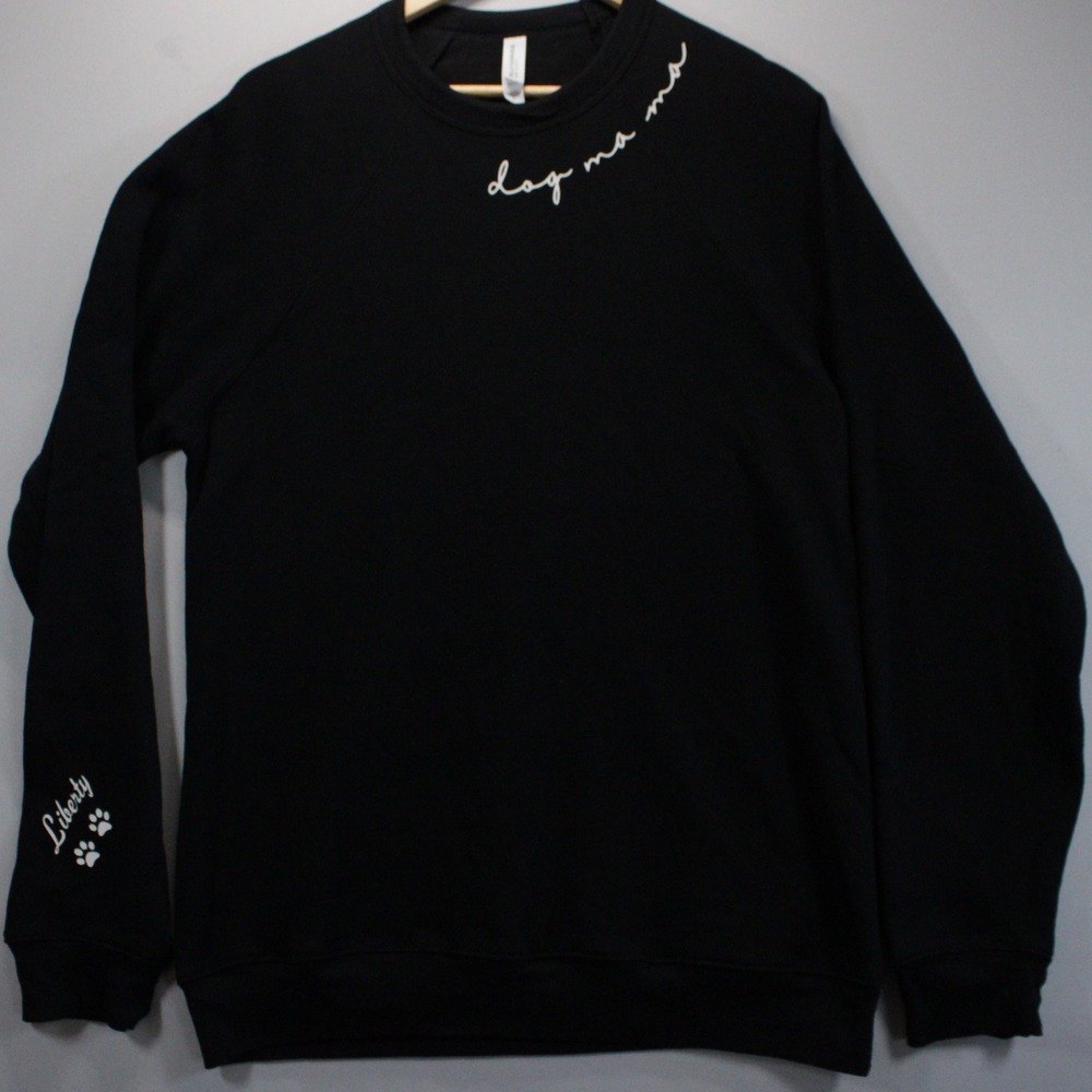Bella Canvas Dog Mama Liberty Sweatshirt Black Crewneck Large Dog Lover Pullover